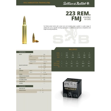 223 R SELLIER BELLOT 69GR FMJ BTE X100