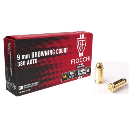 380 ACP FIOCCHI FMJ 95 GR BTE DE 50