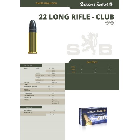 22LR SELLIER BELLOT CLUB LRN/40GR X50