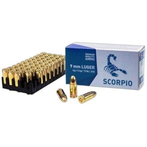 9X19 STV SCORPIO 124 GR FMJ BTE X50