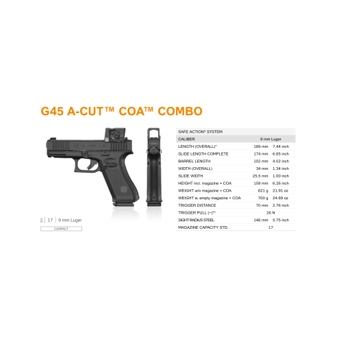 PISTLOLET GLOCK 45 FS CAO COMBO AIMPOINT CAL 9X19