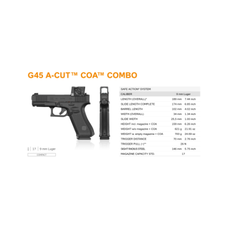PISTLOLET GLOCK 45 FS CAO COMBO AIMPOINT CAL 9X19