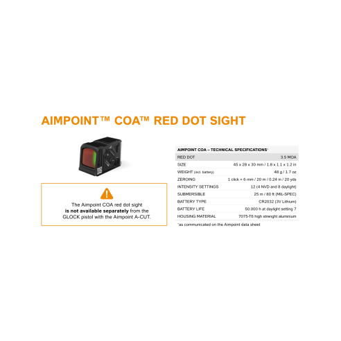 PISTLOLET GLOCK 45 FS CAO COMBO AIMPOINT CAL 9X19