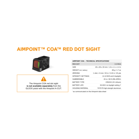 PISTLOLET GLOCK 45 FS CAO COMBO AIMPOINT CAL 9X19