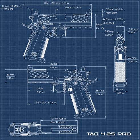 PISTOLET BUl SAS II G2 TAC PRO SILVER 4.25"...