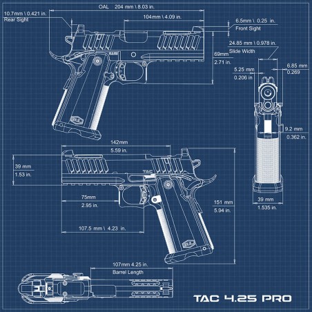PISTOLET BUl SAS II G2 TAC PRO SILVER 4.25"  CAL 9X19