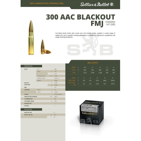 300 AAC BLACKOUT SELLIER BELLOT FMJ 147 GR BTE X100