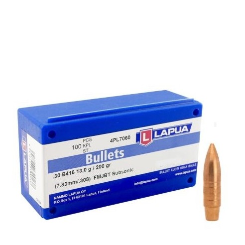 OGIVE LAPUA CAL 30 FMJBT SUBSONIC 200gr bte x100