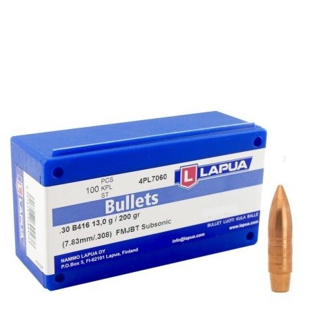 OGIVE LAPUA CAL 30 FMJBT SUBSONIC 200gr bte x100